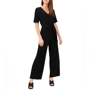 Vince Camuto Elbow-Sleeve V-Neck Jumpsuit in Black, Size XS
